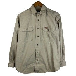 VTG Carhartt S113 STN Men's Heavyweight Canvas Work Shirt Light Brown Sz Small